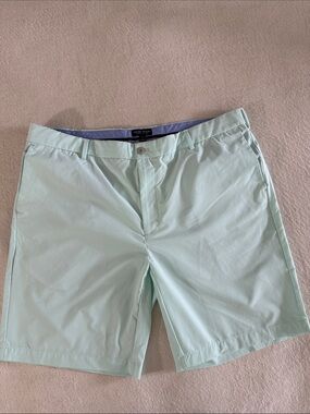Peter Millar Light Mint Flat-Front Performance Shorts